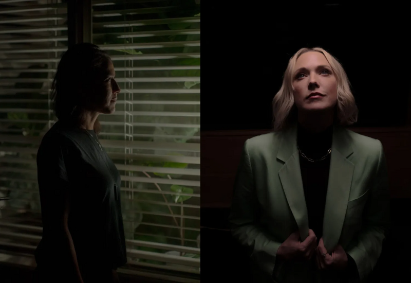 Diptych of Yvette Lopez and Haely White posing for a portrait in Los Angeles.